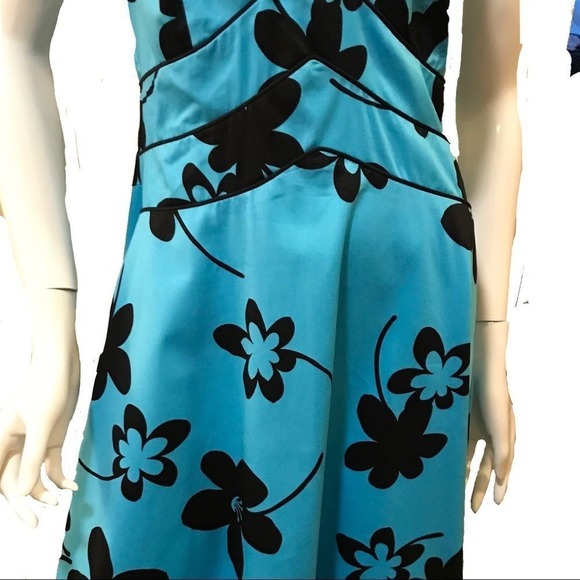 Vintage Y2K Bohemian Floral Halter Sundress Bright Turquoise Dress Size 10 NWT - Picture 16 of 16